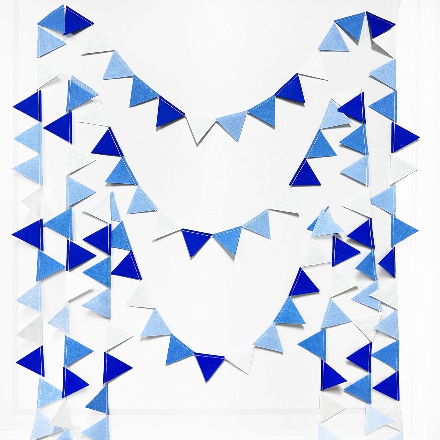 Blue Party Decorations Felt Hanging Triangle Mini Bunting Pennant Banner Flag for Birthday Wedding Baby Shower Bridal Shower Engagement Under The Sea Nautical Ahoy Achor Party Classroom Nursery Decor