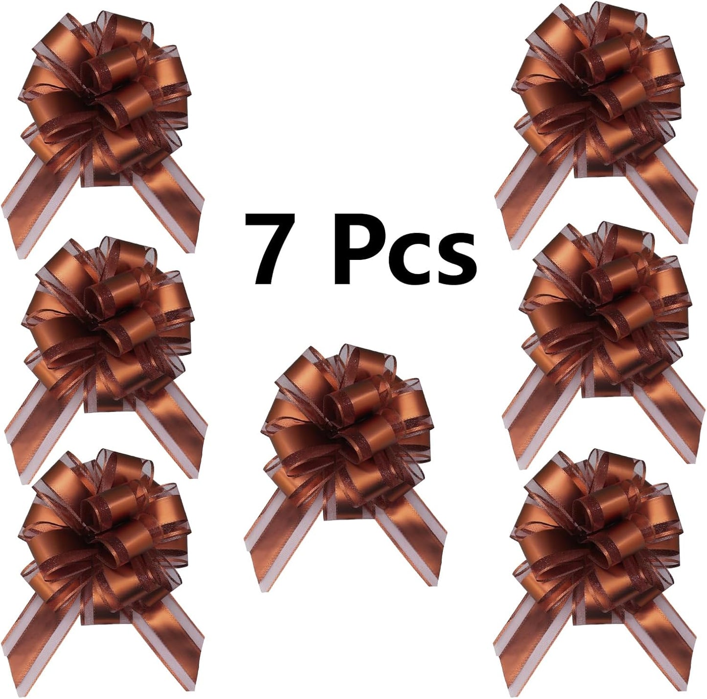 7 Pieces Large Pull Bows, 6 inche, Big Bow for Gift Wrapping, Christmas Party Birthday Gift, Wedding Baskets,Valentine's Day Gift Decorations, Flower Decoration (Coffee)