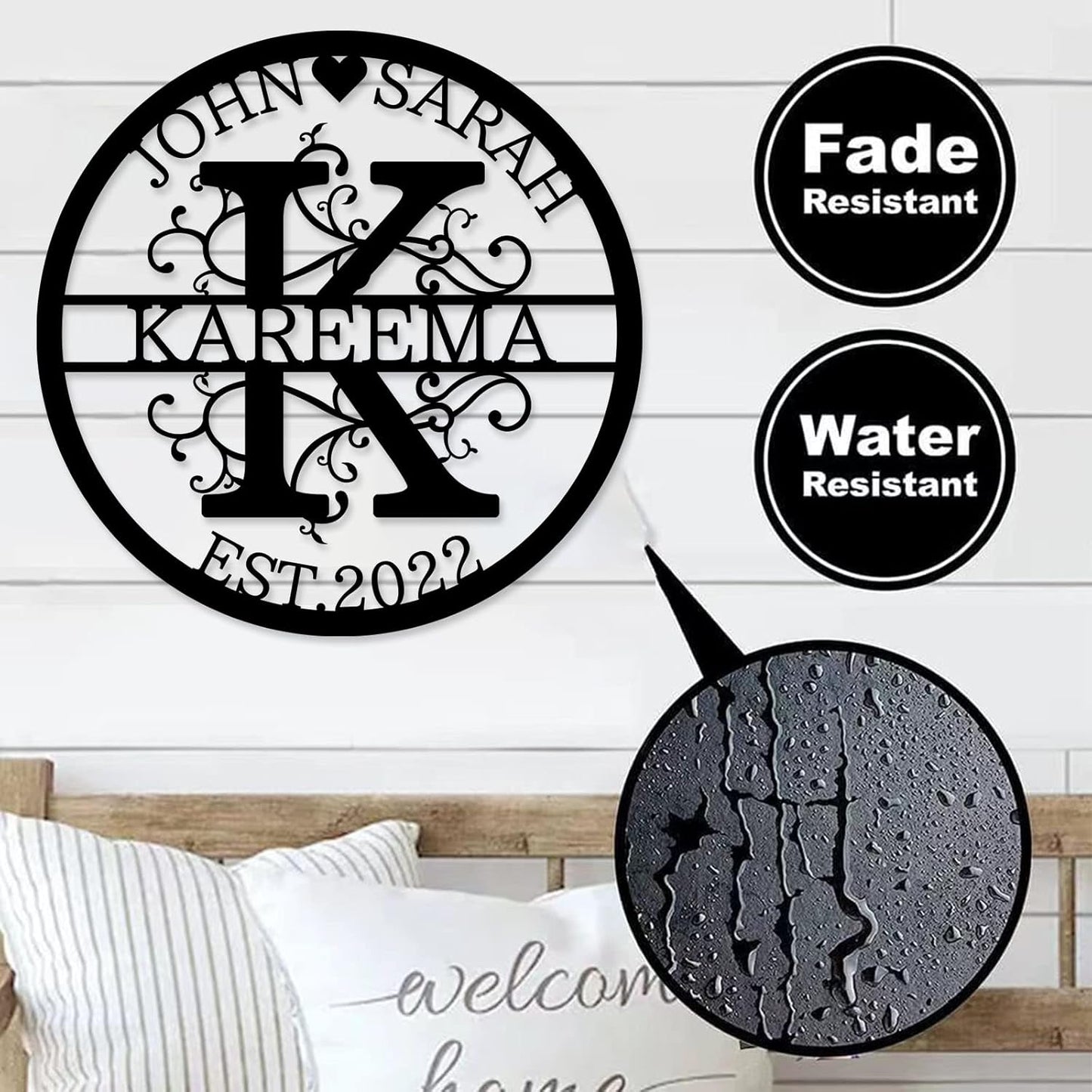 Personalized Last Name Metal Signs - Custom Metal Signs - Split Letter Monogram - Family Sign- Wall Art - Outdoor Wall Decor - Housewarming Gift for Couple - Personalized Wedding Gift