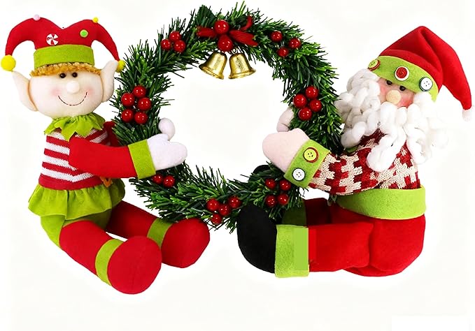 Elf Christmas Tree Topper with Mini Star, Unique Funny Plush Elf Decoration for Tree, Xmas Curtain Ornaments Wine Bottle Staircase Guardrail Decoration for Xmas New Year Holiday Birthday