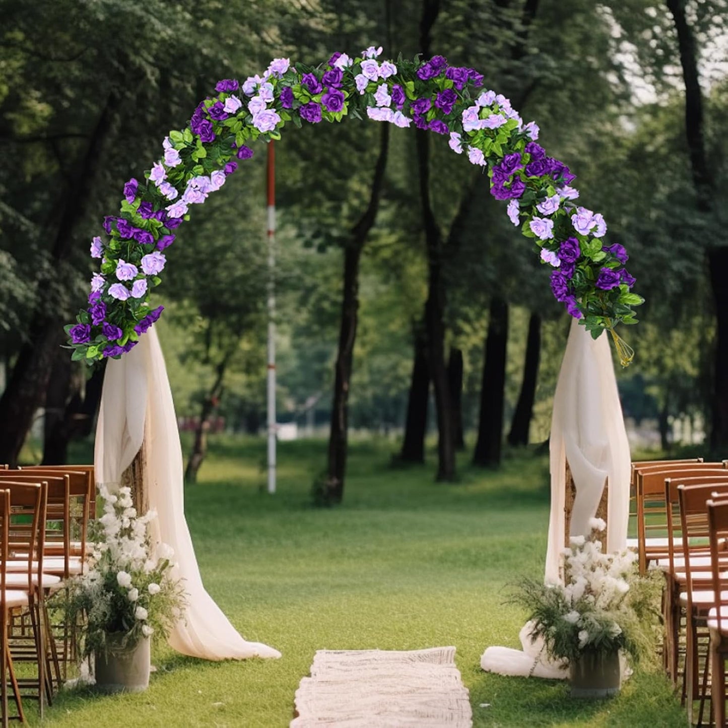 Floweroyal 6 Pack Artificial Flower Garlands 7.9FT Fake Rose Vines Silk Flowers Hanging Rose Ivy for Wedding Arch Party Home Garden Wall Decor (Purple)