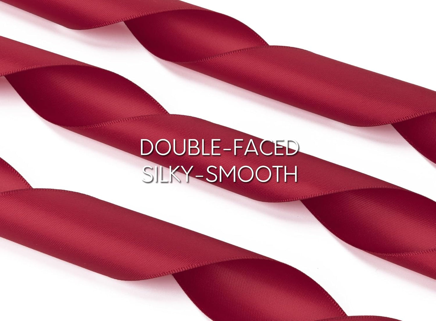 Burgundy Satin Ribbon 1-1/2 Inch x 50 Yards Double-Faced Ribbons for Christmas Gift Wrapping Flower Bouquet Wedding Paper Bows Invitations Crafts