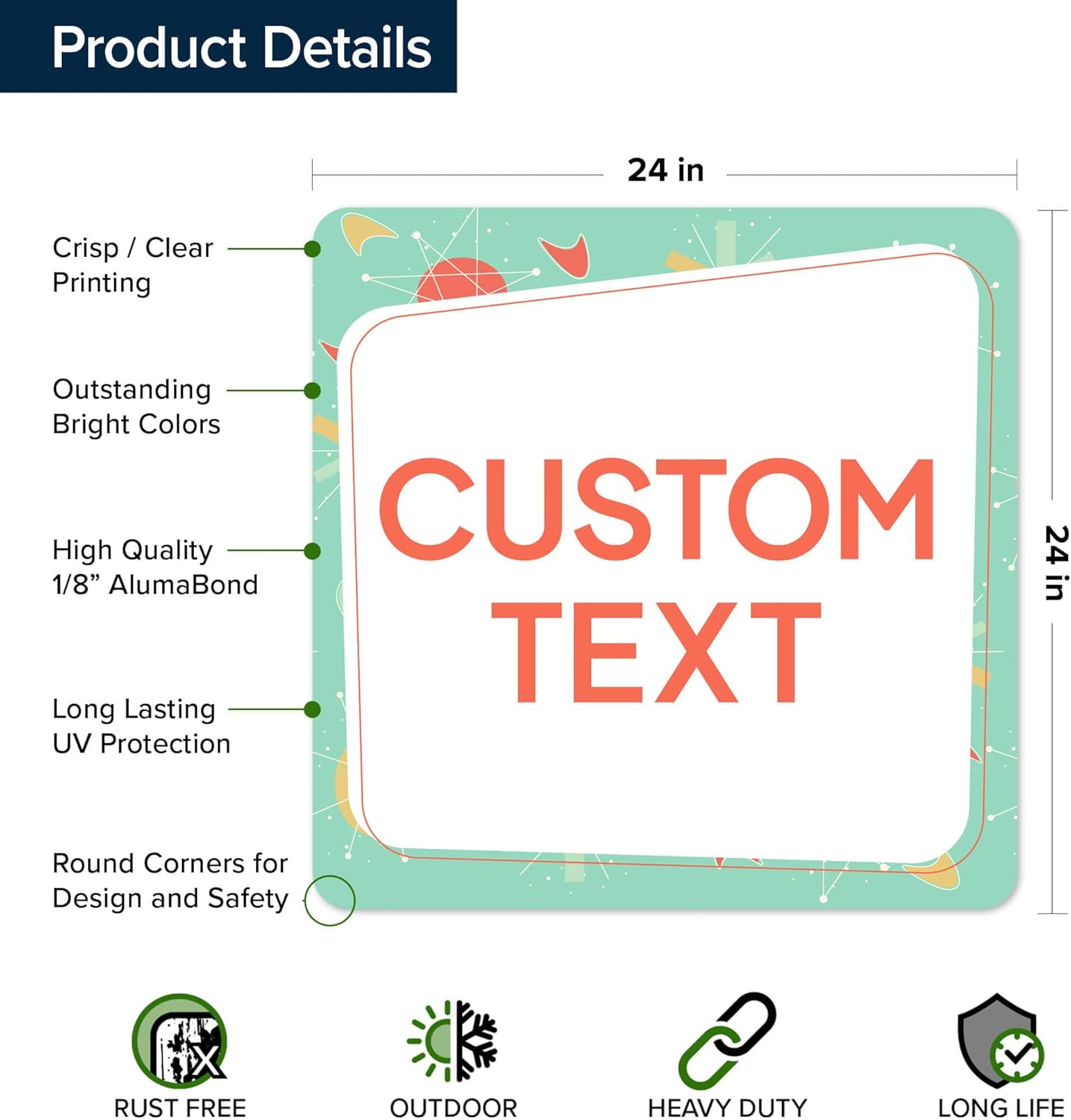 Custom Sign, Custom Street Sign, 11 Font Colors, 13 Font Styles, 4 Hole Options, 22 Sizes, 24x24 Inches, Rust Free DiBound, Fade Resistant, Made in USA by My Sign Center (Mid-Century Modern 2)