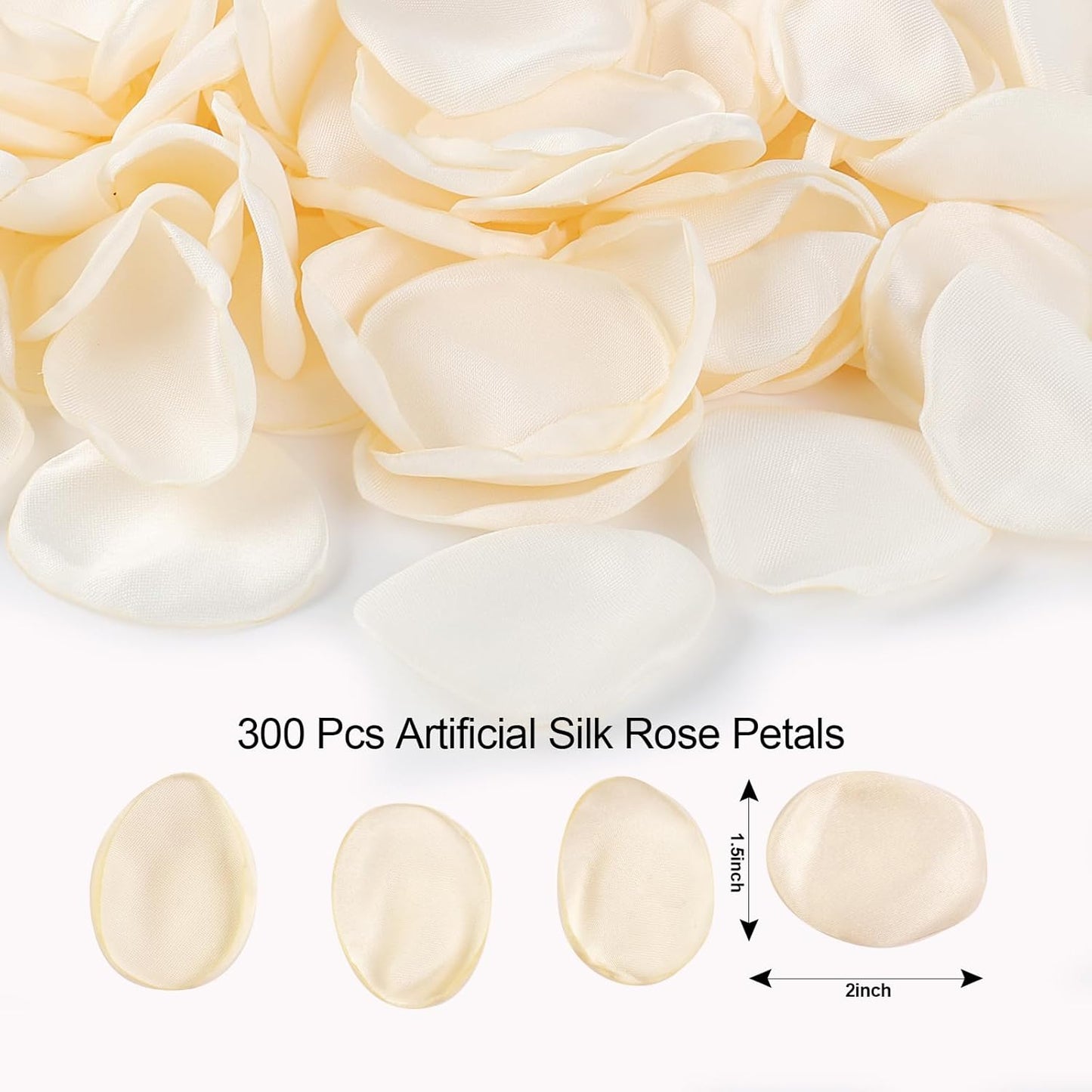 300pcs Cream Rose Silk Petals for Wedding, Bridal Shower Decor, Flower Girl Basket, Table Centerpieces, and Romantic Night Scatter