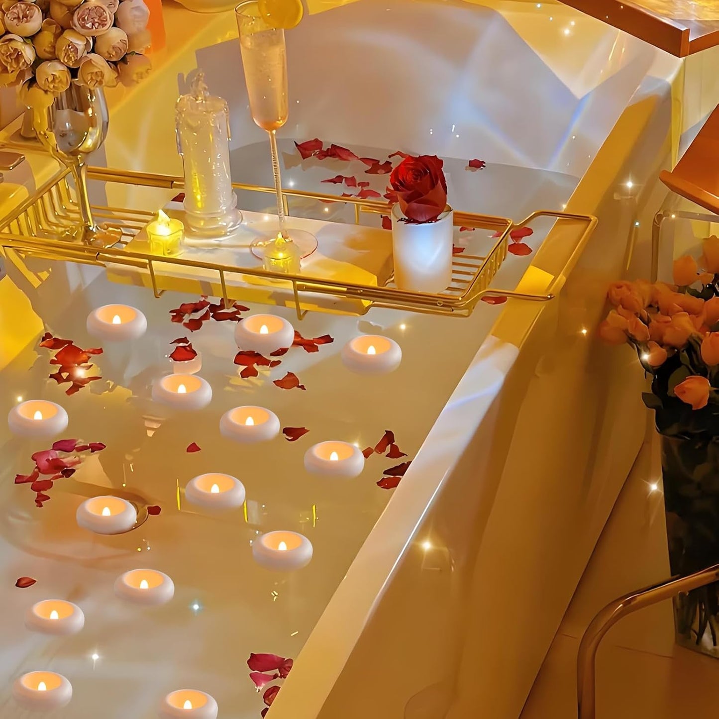 24 Pack 3” Flameless LED Floating Candles, Water-Activated Battery Operated Floating Candle with180+ Hours Runtime for Cylindrical Vase, Pool, Fountain - Ideal for Wedding, Party Decoration