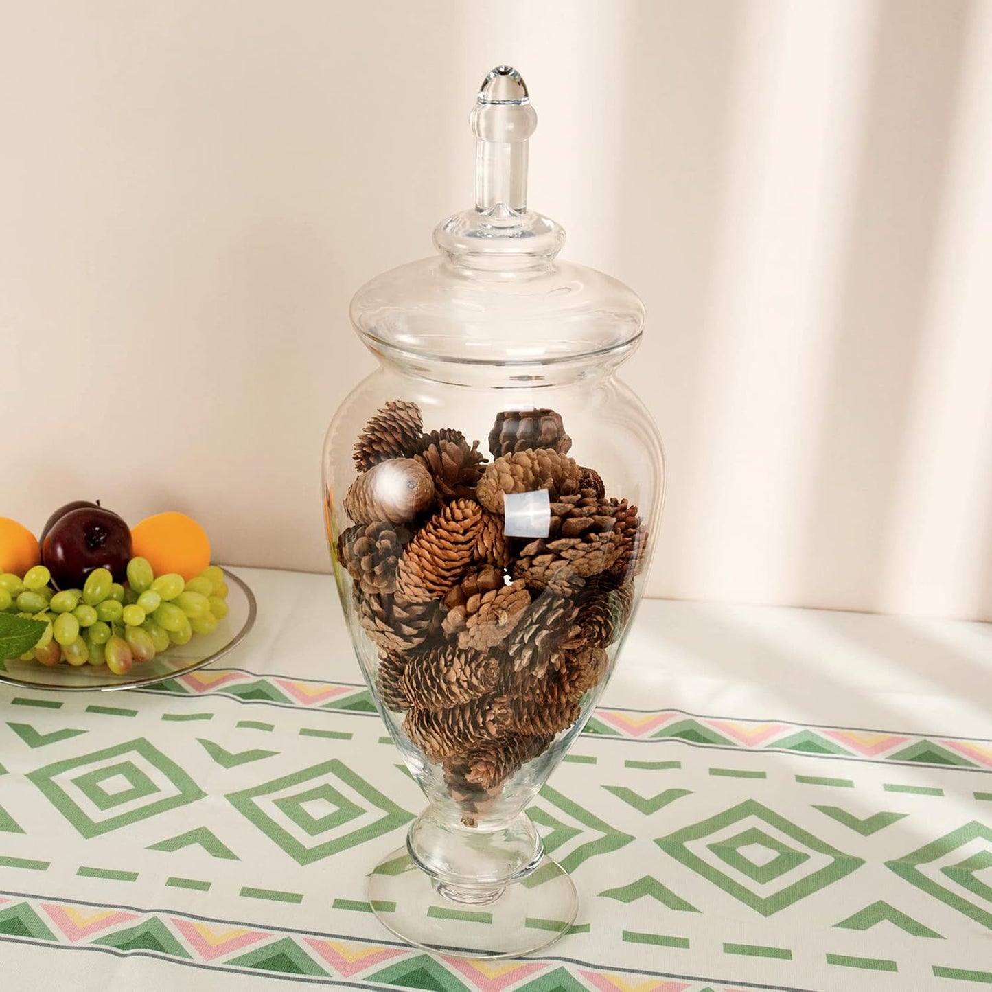 Glass Large Apothecary Jars, Clear Candy Bowl Dishes Holder Elegant Storage Buffet Display, Decorative Wedding Candy Organizer Canisters (Height: 17.5" Body: 6.5")