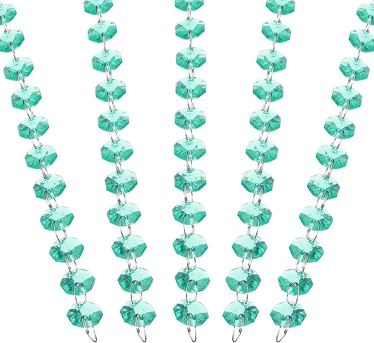 PATIKIL 14 mm Crystal Garland Strands, 98.4 Ft Acrylic Octagon Chandelier Bead Chains String for DIY Craft Wedding Party Home Decorative Jewelry Making, Blue