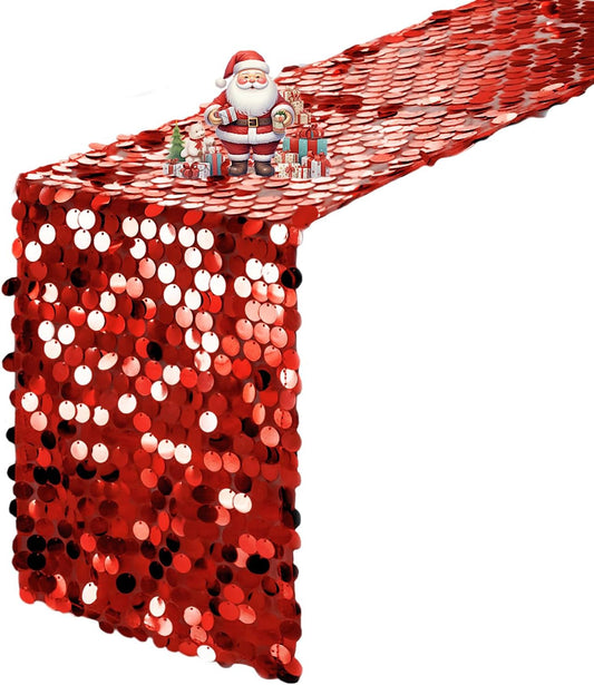 VHH Sequin Table Runner 12 x 108 inches Red Table Runner, Glitter Runner for Party Wedding Birthday, Party Spring Easter Rustic, Birthday Supplies Decorations (1 Pack).