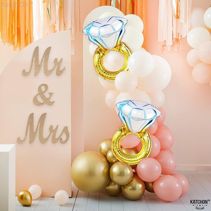 KatchOn, 2 Piece Diamond Ring Balloon, 30 Inch, Engagement, Wedding, Bachelorette Party Decorations