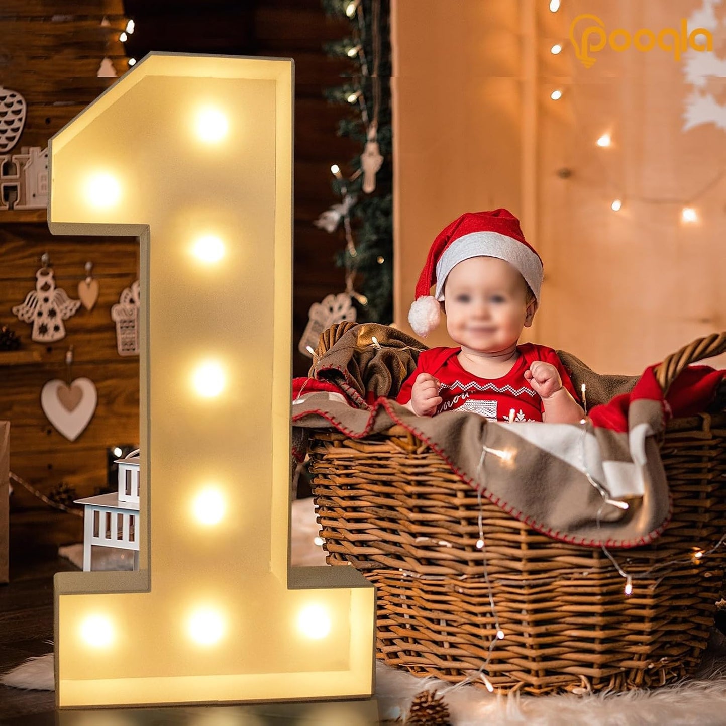 Pooqla 3FT Light Up Marquee Numbers, Cool White and Warm White LED Large Lighted Sign for Party Decoration, Giant Mosaic Numbers for 6th 16th 60th Birthday Decoration, Number 6