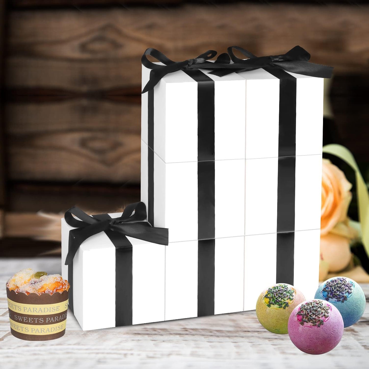 100 Pack Small Gift Boxes, 3x3x3 Inches Favor Boxes White Paper Gift Boxes with Lids for Presents, Crafting, Cupcake Boxes, Gifts, Candy Boxes for Wedding Party Bridal Shower Baby Shower Favors