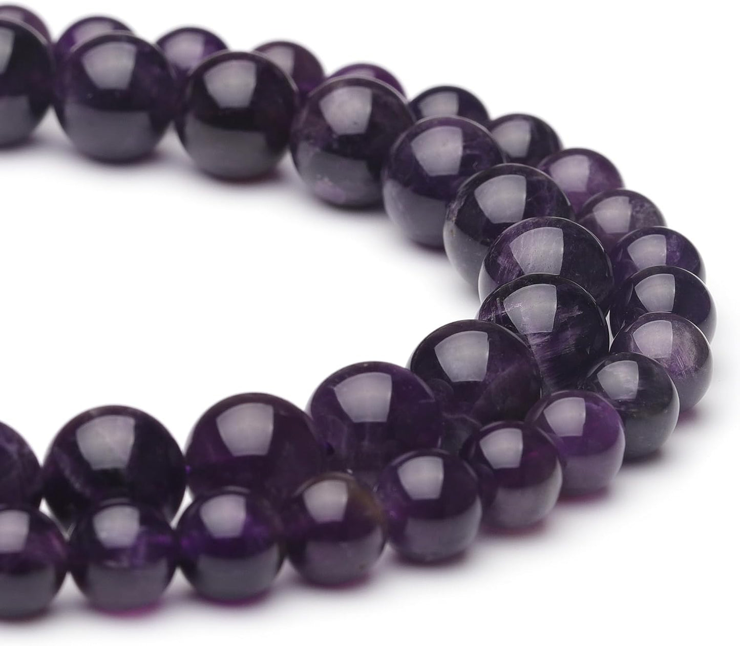 10mm Natural Crystal Beads for Jewelry Making,Amethyst Polished Smooth Round Gemstone Beads for Bracelet Necklace 15 Inch