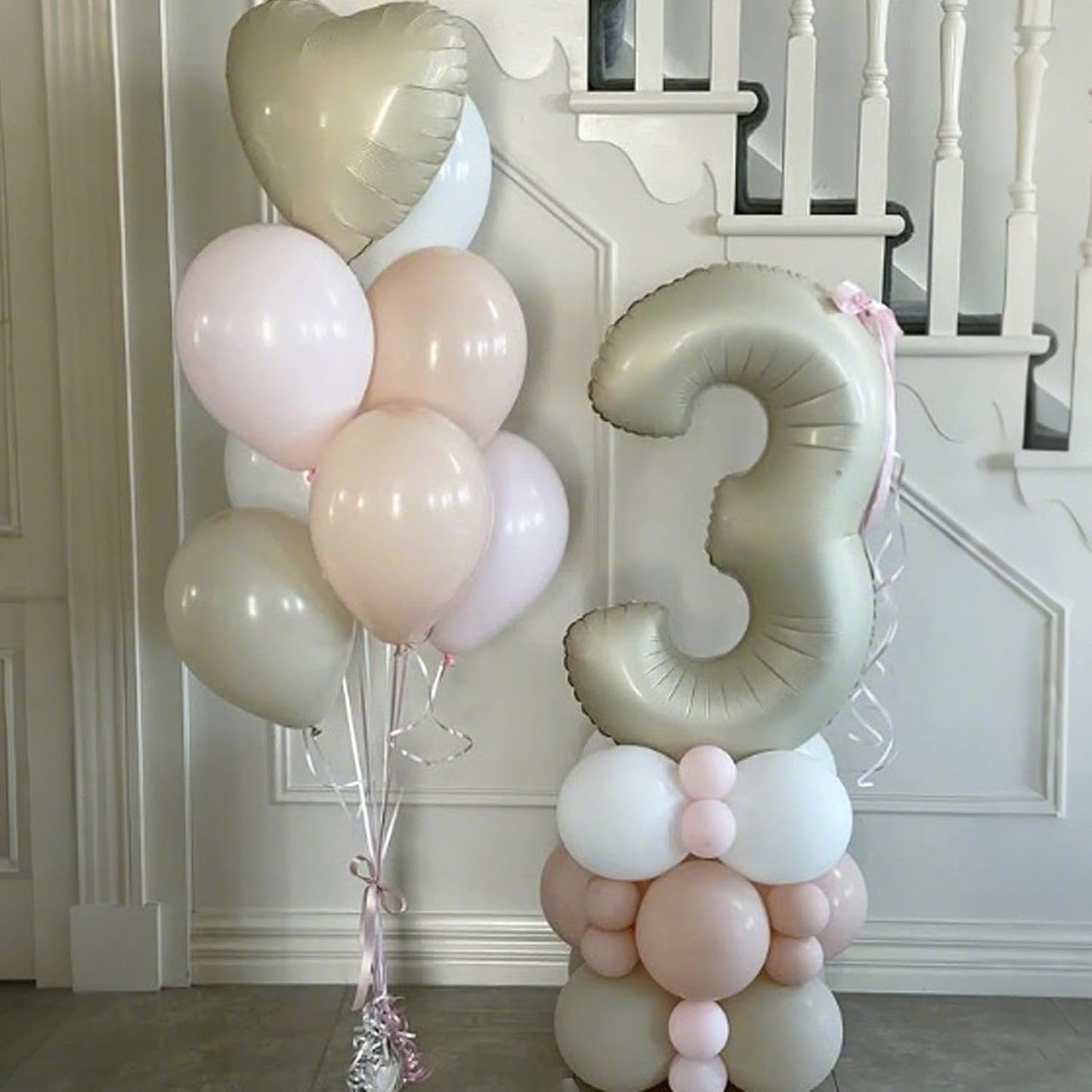 Cream Heart Balloons,12Pcs 18 Inch Beige Foil Love Heart Shaped Neutral Balloons for Bridal Princess Engagement Party Boho Wedding Gender Reveal Anniversary Birthday Valentines Day Decorations