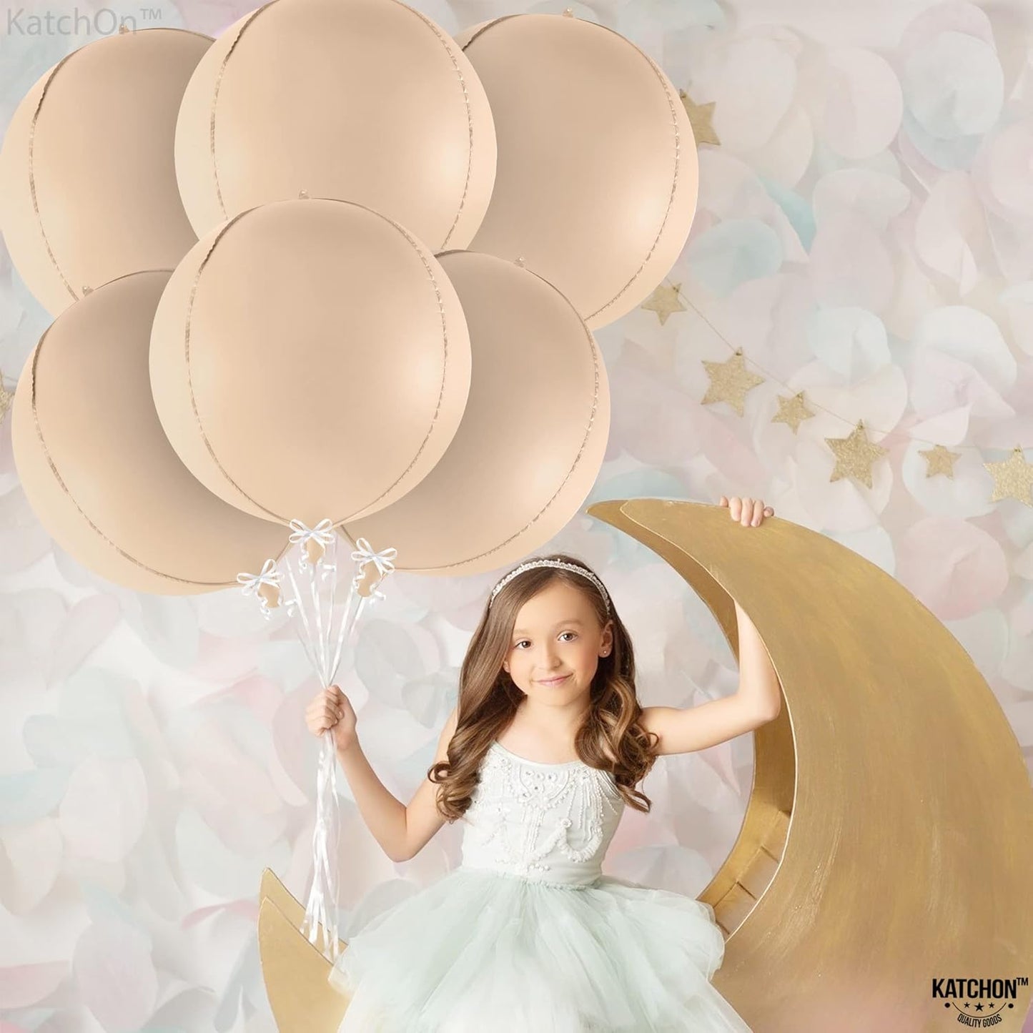 KatchOn, Big 22 Inch Beige Balloons Set - Pack of 6, Cream Balloons | Boho Balloon, Lace Balloon for Neutral Party Decorations, Beige Party Decoration | Graduation Decorations 2025