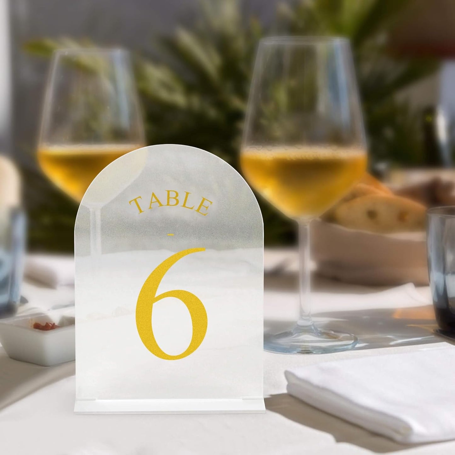 JOYIT Frosted Arch Wedding Table Numbers 1-20 with Stands – 5" X 7" Acrylic Gold Table Number Holders, Perfect for Wedding Receptions, Parties, Anniversaries, and Events