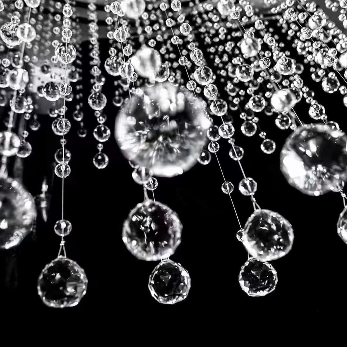 Clear Crystal Beads Strands Glass Beads String Hanging Decor for Wedding Arch Centerpieces Curtain Chandelier Ornaments Door Ceiling Beaded Drapes Decoration Accessories(2 Feet 5pcs)