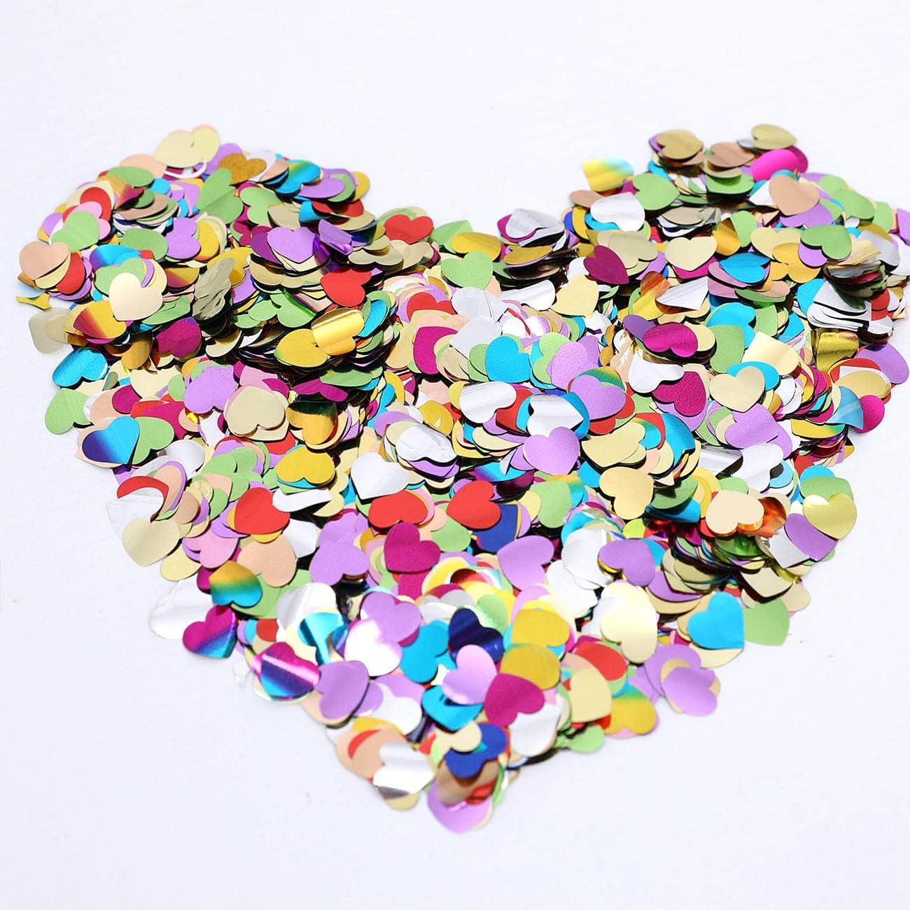 Multicolor Metallic Foil Confetti(0.59 inch) Heart Glitter Rainbow Table Confetti for Party Wedding Decorations,2.11 OZ per pack