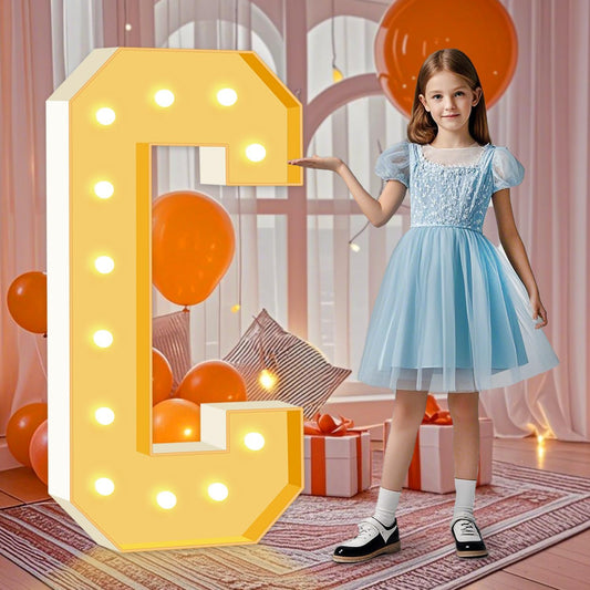 4FT Light Up Letters C, 47 inch Tall Marquee Letters, DIY Marquee Light Up Letter for Birthday Party Backdrop Displays, Mosaic Letter Sign for Balloons Party, Anniversary, Christmas