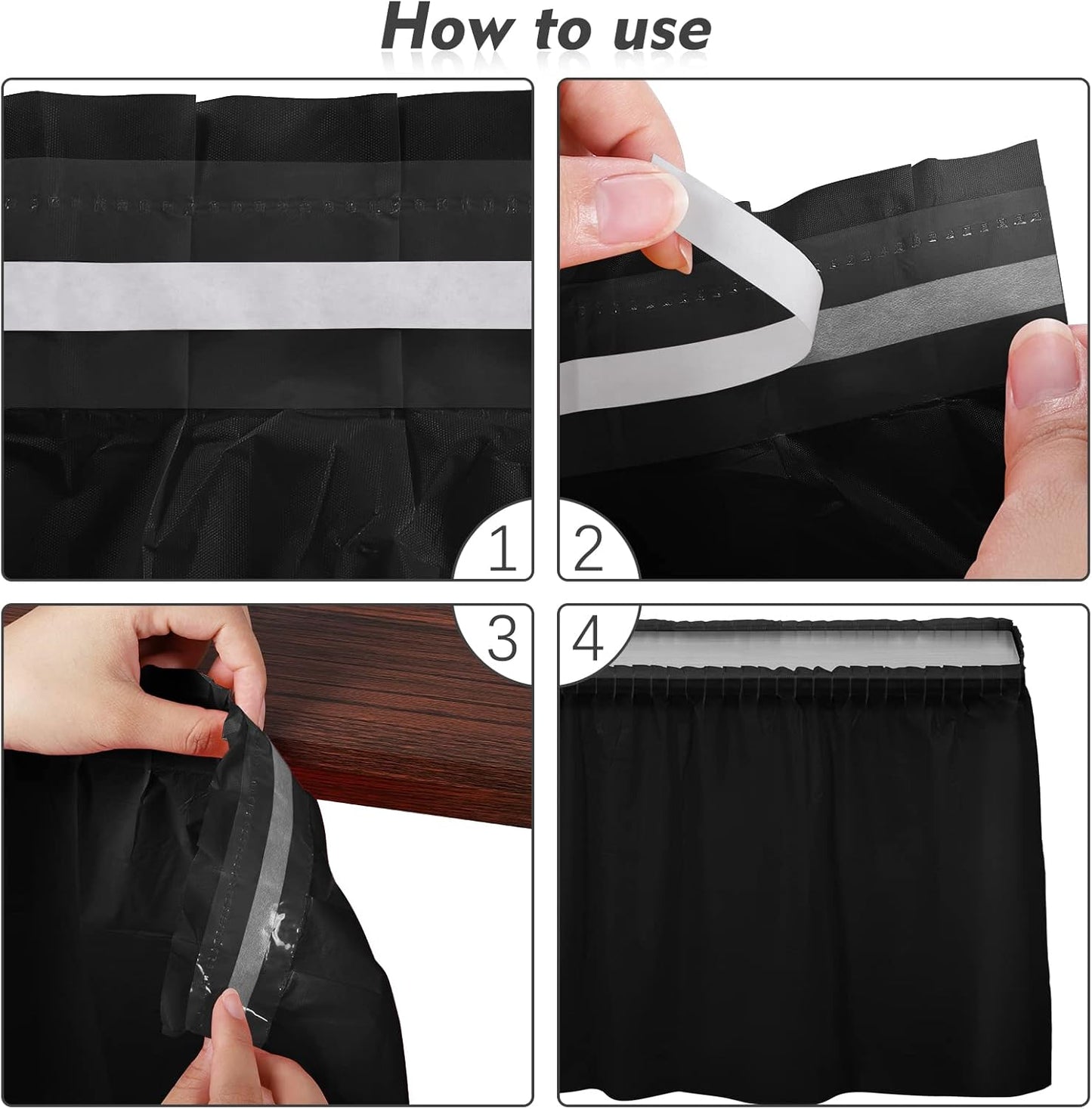 TURSTIN 2 Pieces Black Plastic Table Skirts 14 x 29 Feet for Rectangle Tables Fitted Tablecloth Disposable Table Cover for Birthday Party, Events, Banquette Baby Shower