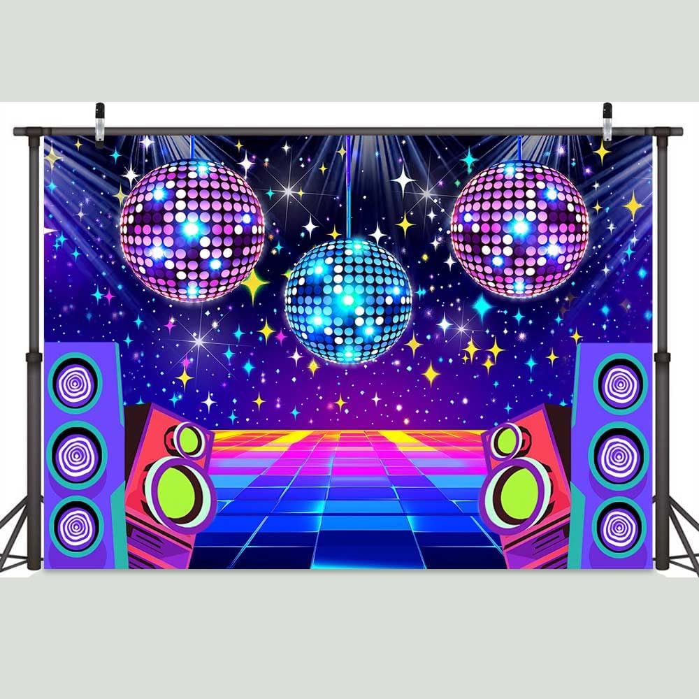 Disco Backdrop 7 x 5 ft Retro Glow Party 70s 80s 90s Theme Stage Dance Background Disco Party Decoration Disco Ball Banner Dance PartyBackdrop for Birthday Party Prom Portrait Photo Props,Multi2
