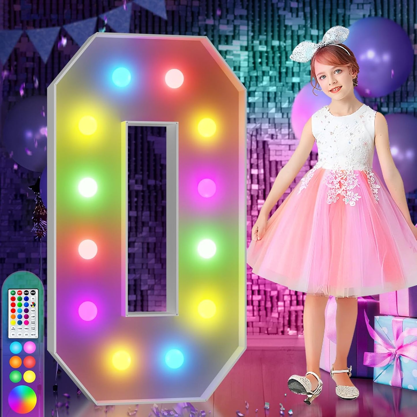 imprsv 4FT Colorful Marquee Light Up Letters O, 18 Colors Large Light up Letters Alphabet Sign with Remote, Big Marry Me Sign, Birthday Party Decorations Baby Shower Anniversary Wedding Decoration