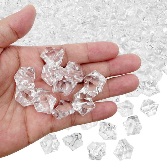 Fake Crushed Ice Cubes, Vase Fillers, 150 pcs 16*22 mm Fake crushed Ice Cubes Artificial Acrylic Crystal Rocks Diamonds for Vase Fillers, Party Favor, Wedding Decoration (0.86*0.62inch,Clear)