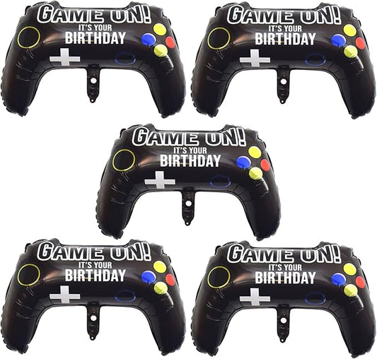 5 Pieces Video Game Party Balloons, Giant Video Game Controller Mylar Foil Balloons Game on Balloons for Kids Boys Gaming Theme Birthday Party Video Game Baby Shower Decorations Supplies