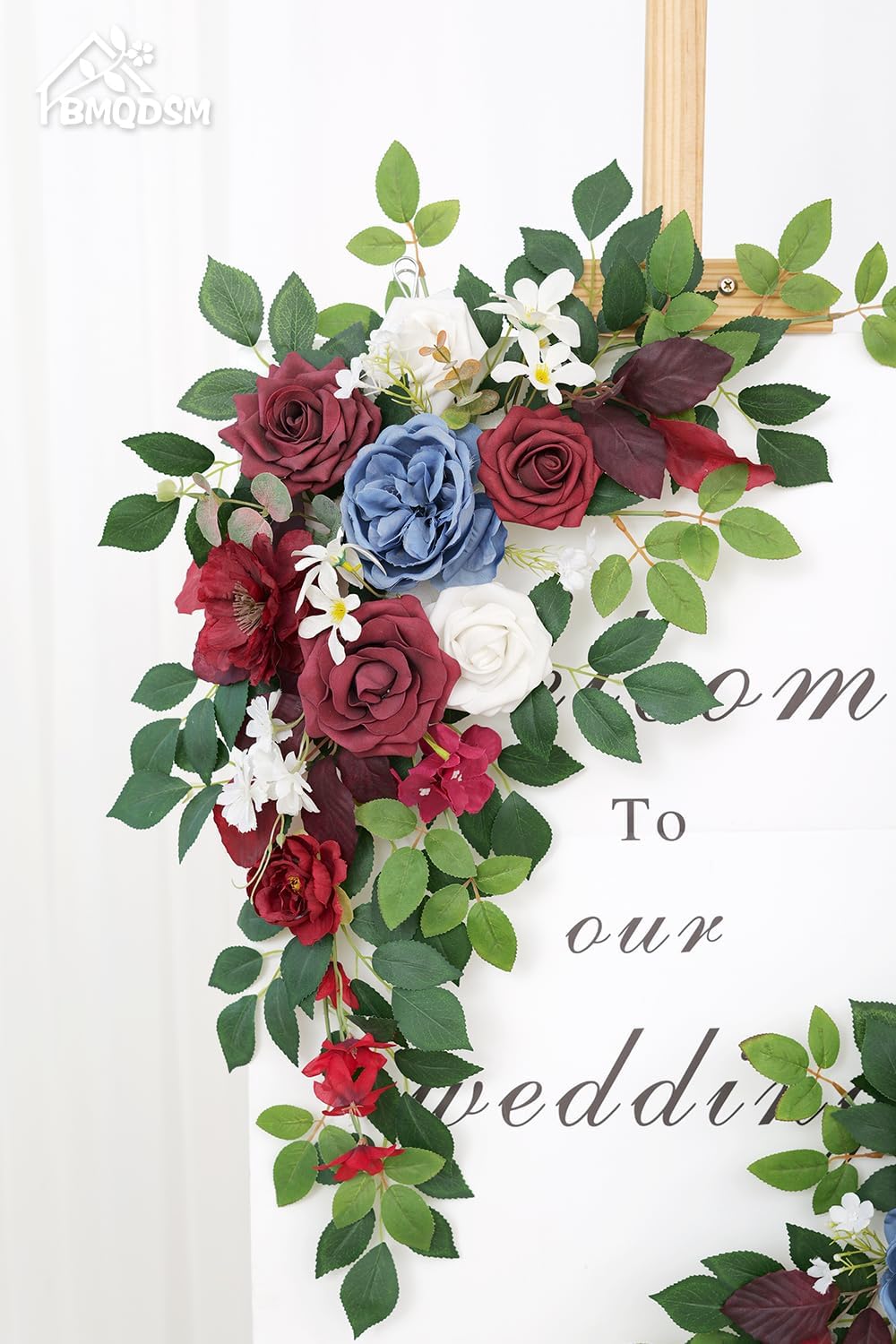 Pack of 2 Artificial Flowers for Backdrop Decoration, Wedding Arch Flowers,Reception Welcome Sign, Eucalyptus Garland, Suited to Aisle Decor and Wedding Arches(Red and Blue)