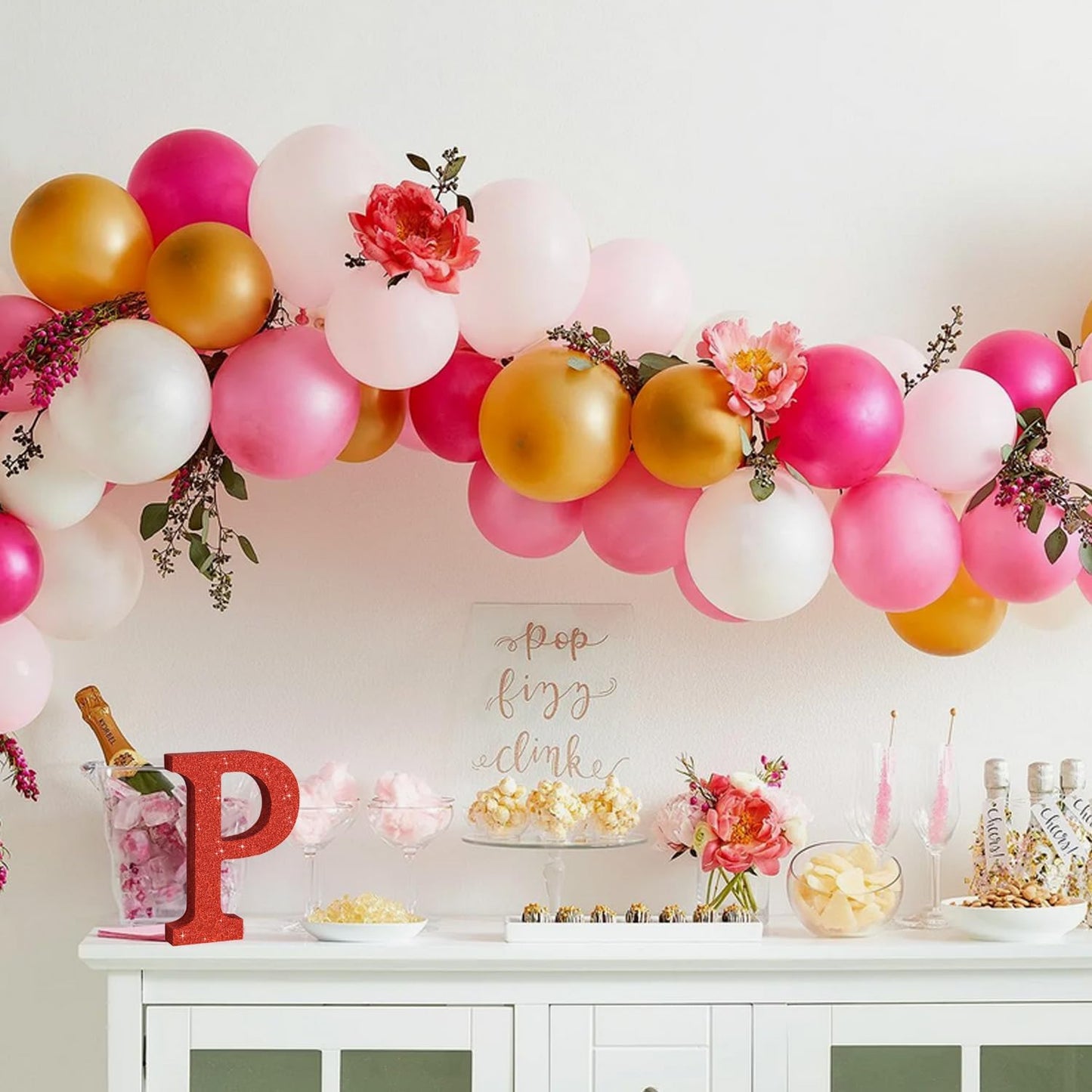 TONIFUL 8 Inch Red Glitter Letter P Table Centerpiece A-Z Red Birthday Party Decorations,Red Alphabet P for Birthday,Chrismas,Graduation,Bridal Shower,Wedding,Anniversary Party Supplies