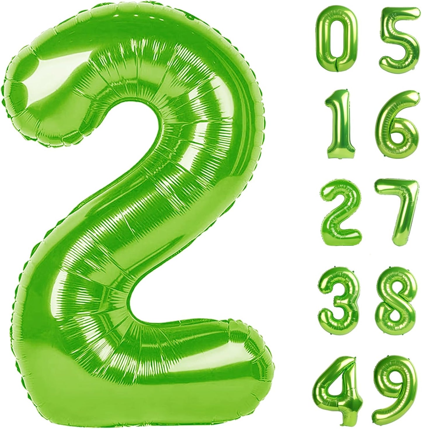 Light Green 40 Inch Big Number Balloon Birthday Decoration, Number 2 Helium Balloon 12 20 22 23 24 26 2026 New Years Celebration, Boy Girl Baby Anniversary Party Graduations Supplies Decorations