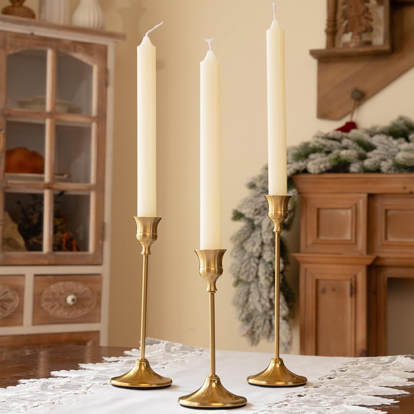CHILL RECIPE Candlestick Holders Gold Taper Candle Holders, 3 PCS Candle Sticks Holders for Home Decor Table Centerpiece Wedding Housewarming Festival