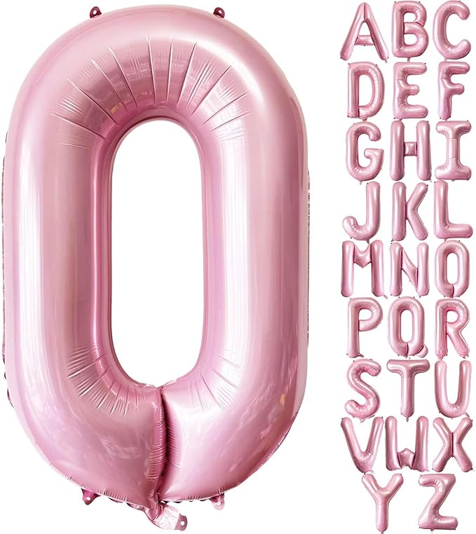 Pink Letter O Balloons, 40 Inch Pastel Pink Letter Balloons O Foil Mylar Helium Pink Letter Balloons for Birthday Party Supplies Anniversary Event Celebration Decorations Alphabet Pink O
