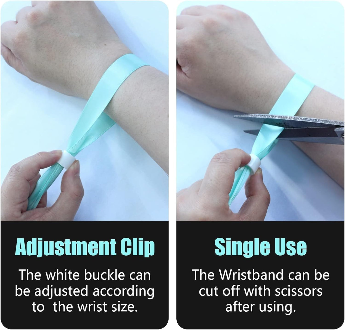 100 Pcs Cloth Event Wristbands, Event Wristbands, Colored Wrist Bands for Events, for Lightweight Concert Wrist Strap for Activities, Party Bracelets for Events (Color : Water Green)