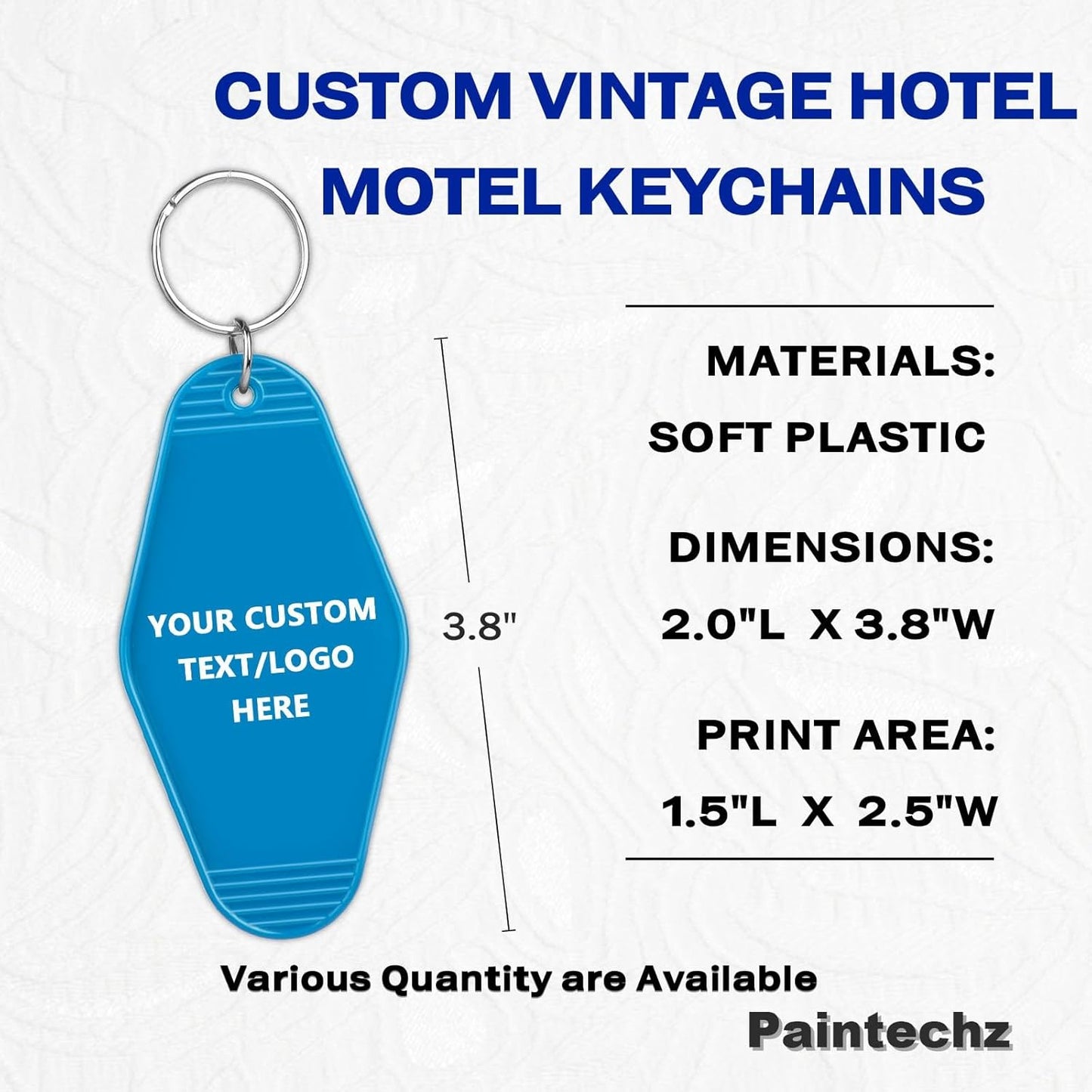 Custom Vintage Hotel Motel Keychains 300 Pack, Personalized Logo, Text Bulk - Perfect for Tradeshows, Campaign Gifts - Customizable Key Tags