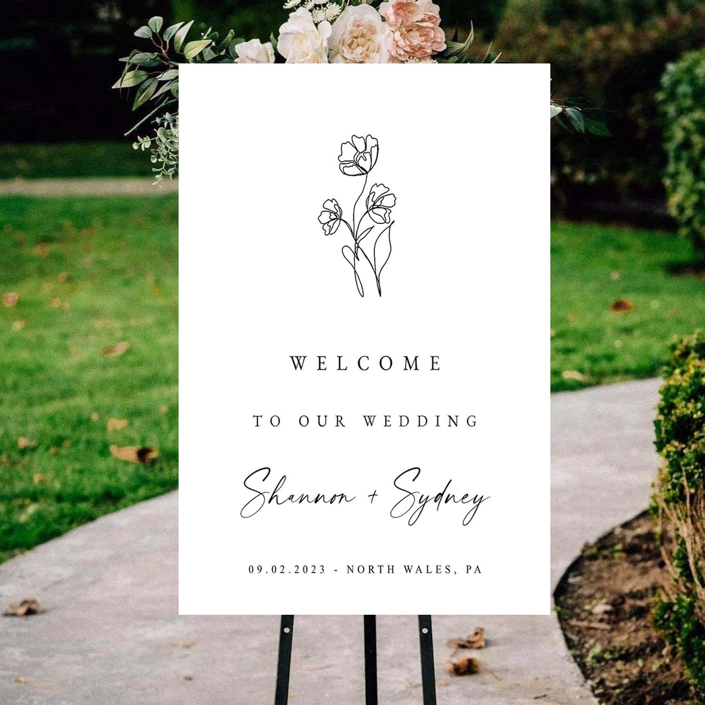 Botanical Minimalist Wedding Fine Art Wedding Welcome Signs, Welcome Sign Wedding, Customized Wedding Welcome Sign