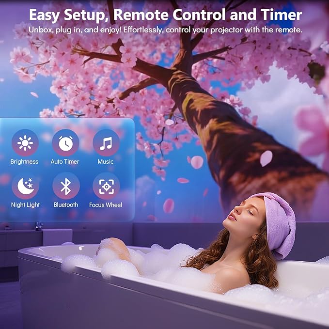 Rossetta 3D Projector, Mini HD 3D Galaxy Projector with Bluetooth Speaker & Remote, 1/2H Timer, 60 Themes, Night Light for Kids Bedroom, Room Decor, Birthday & Christmas Gifts for Adults, Girls, Boys