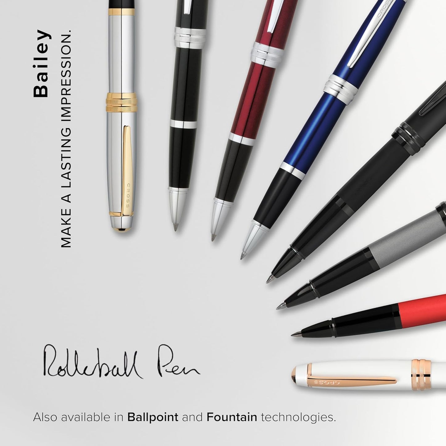 Cross Bailey Refillable Rollerball Pen Presented in a Premium Gift Box - Medium Point, Black Ink, Medalist