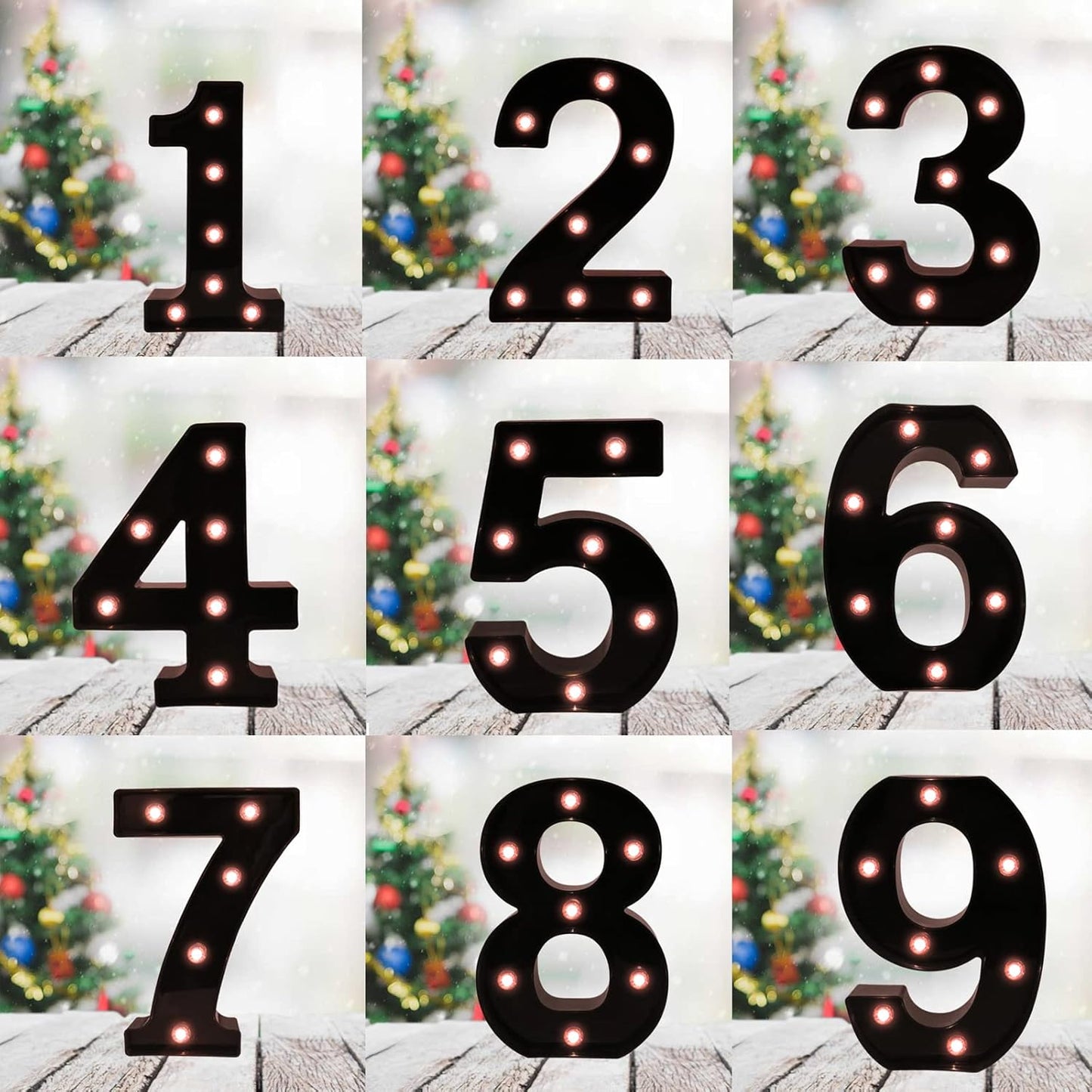 Light Up Black Alphabet Marquee Number Sign LED Marquee Number Lights Sign for Night Light Home Bar Christmas Lamp Birthday Party Wedding Decoration 8