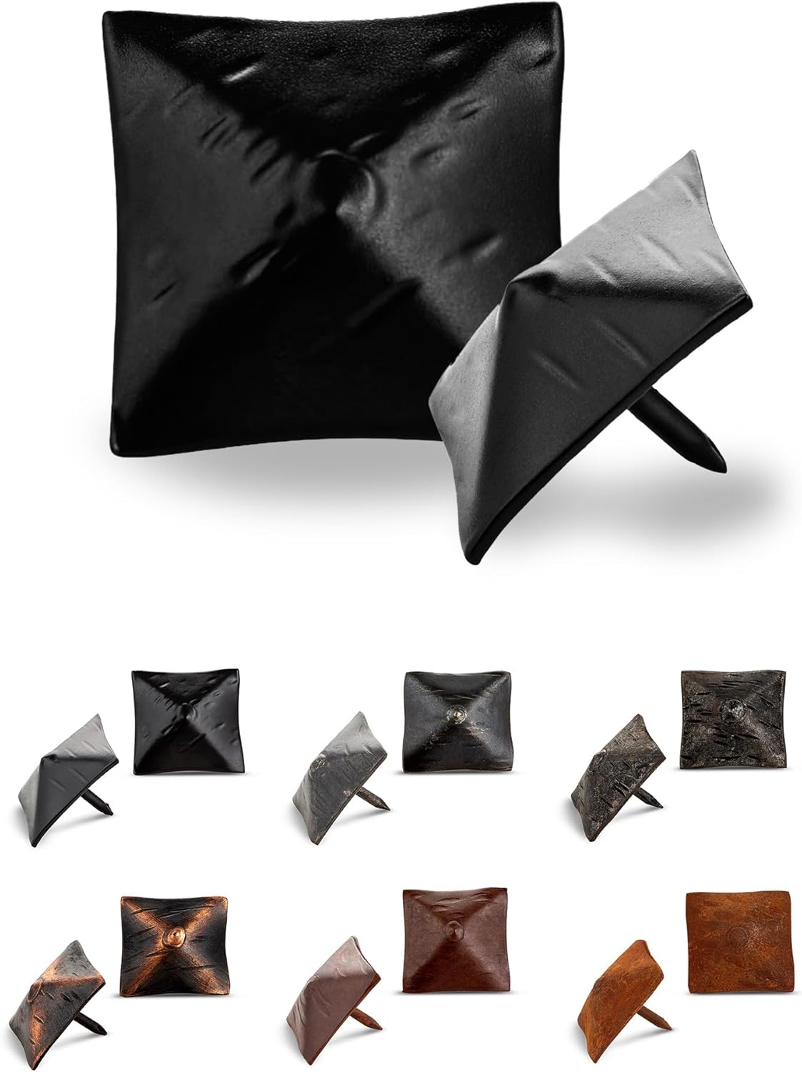 25 Pack 1.25" Square Head Iron Clavos Decorative Nails – Black – Handmade Rustic Square Fasteners for Farmhouse Shutters, Faux Wood Beams, Barn Doors, Shutters, and Gates – Ornamental Wood Accent