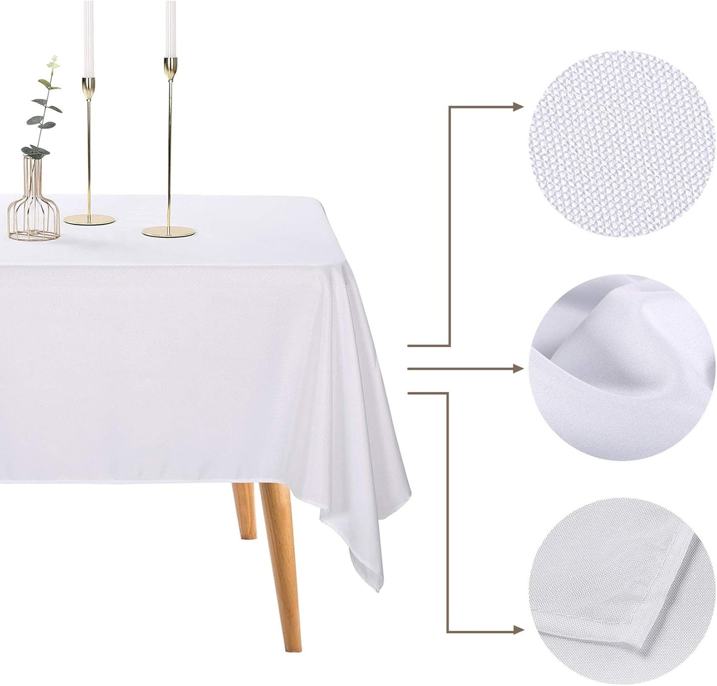 Ascoza 2pack 70x70 Inch White Square in Polyester Fabric Tablecloth for Wedding,Banquet,Restaurant and Parties