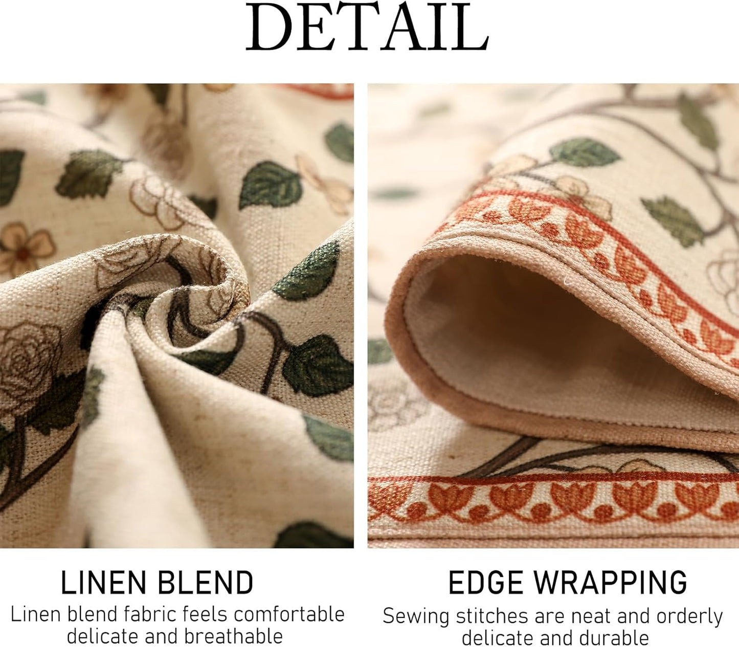 ISAENNE Designer Elegant Linen Floral Table Runner 71 Inches Long,Farmhouse Light Beige Durable Decor Table Runners for Dining Tables,Thanksgiving,Kitchen Tables,Christmas,12"*71"-Flora A