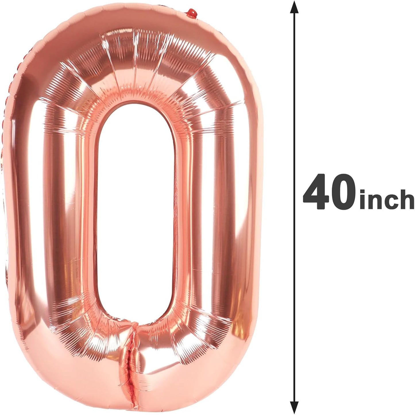 Rose Gold Helium Number Balloon 40 Inch, Giant Foil Rose Gold Number 0 Birthday Balloons, Large Numbers 10 20 30 40 50 60 70 80 90 100 2025, Party Celebration Supplies Decorations