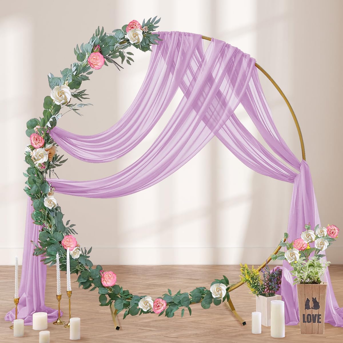 Lilac Purple Wedding Arch Draping Fabric 29" x 20 FT Wedding Drapes for Backdrop Sheer Curtains Drapes for Romantic Bridal Baby Shower Decor Ceremony Birthday Party Fall Outdoor Events