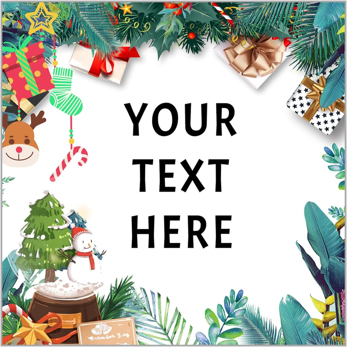 100-1000pcs Custom Stickers Merry Christmas Stickers Personalized Labels Adhesive Xmas Decorative Envelope Seals Stickers for Cards Gift Boxes(VSquare-4)