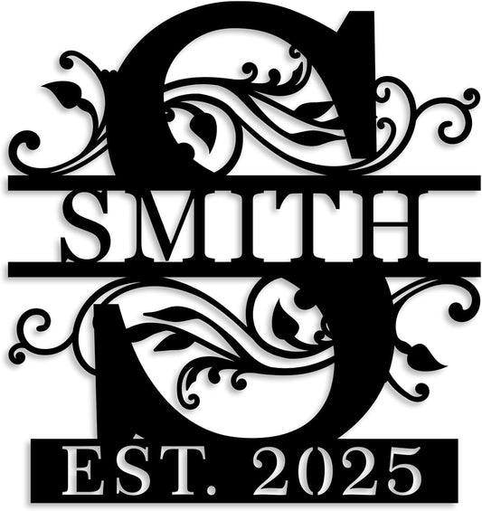 Custom Metal Name Sign | Personalized Last Name Signs | Split Letter Monogram Wall Decor | Family Name Sign | Anniversary Wedding Gift | Outdoor Metal Art | Housewarming Gift
