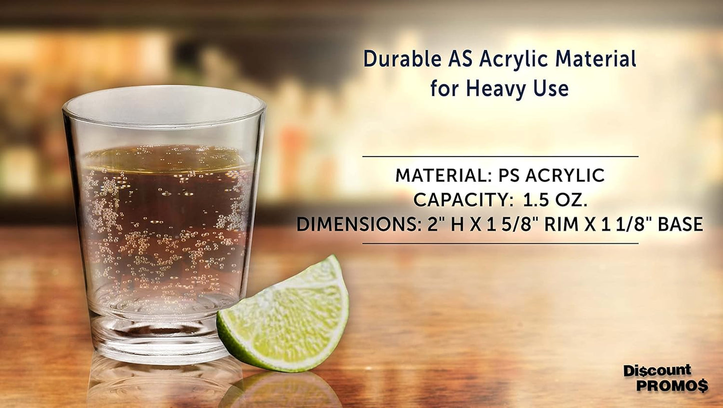 DISCOUNT PROMOS Translucent Plastic Shot Glasses 1.5 oz. Set of 10, Bulk Pack - Acrylic, Great for Wedding, Party, Birthday, Gifts - Clear