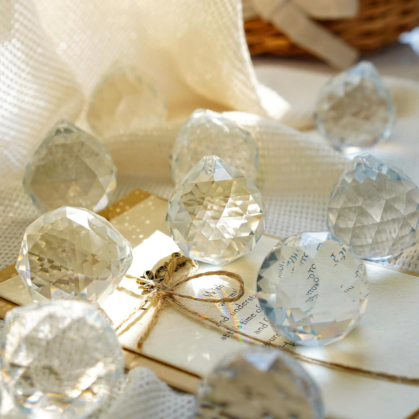 10pcs Crystal Ball Prism Sun Catcher Rainbow Maker Pendants 40mm Decorative Ball Paperweight for Table Decor, Wedding Party Centerpieces