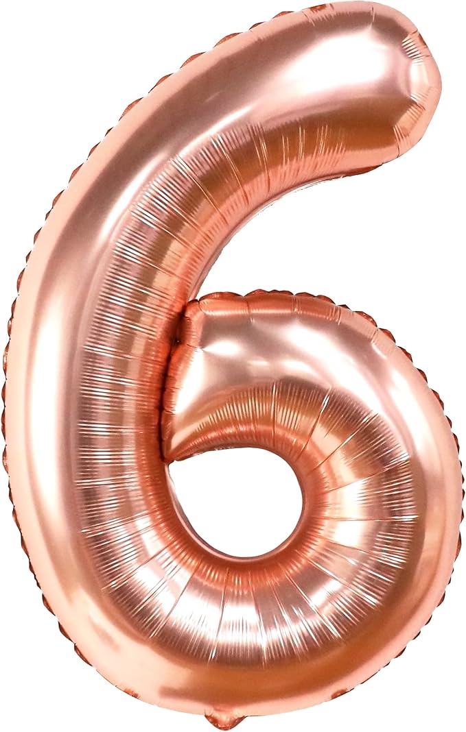 KatchOn, Giant Rose Gold Number 6 Balloon - 40 Inch | 6th Birthday Balloon for 6th Birthday Decorations | 6 Balloons for Birthday | 6 Year Old Balloons for 6 Year Decorations