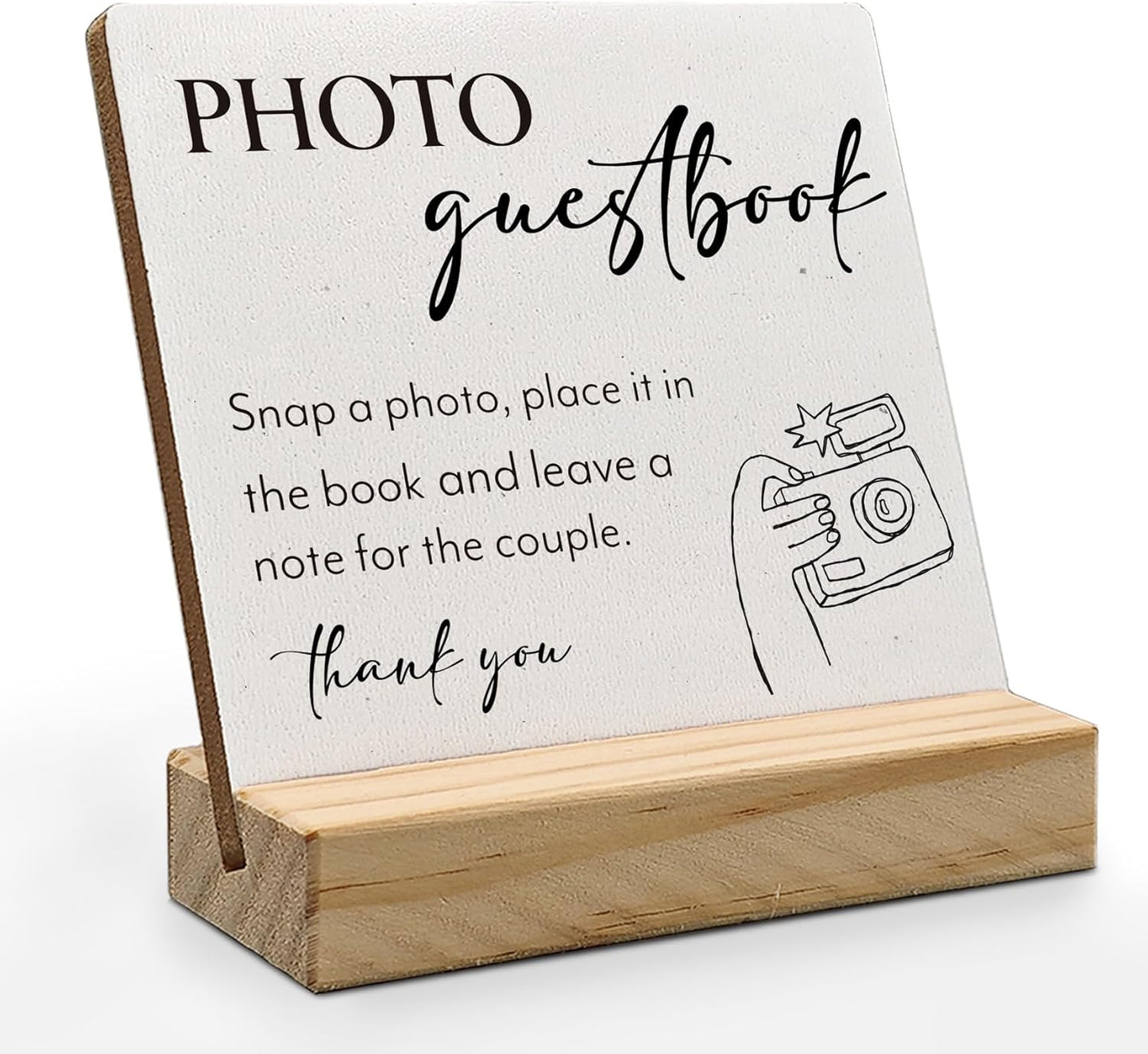 Wedding Guestbook Desk Decor, Wedding Guest Book Sign Wood Plaque, Guest Book Signs forWedding, Photo Guestbook WeddingWooden PlaqueSign with Wood Stand for WeddingReception Decor