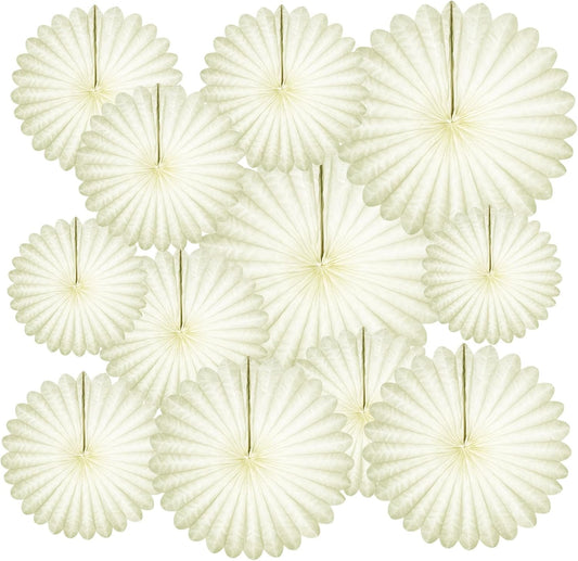 20 Pcs Cream White Hanging Paper Fan, Hanging Honeycomb Round Paper Fans for Weddings, Birthdays, Christmas, Baby Showers, Classroom, Events Ceiling Party Supplies Decorations